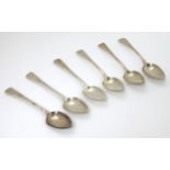 Six Geo III silver Old English Pattern teaspoons hallmarked London 1809.