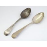 A pair of Old English table spoons hallmarked London 1830 maker Jonathan Hayne 9 1/4" long (172g)