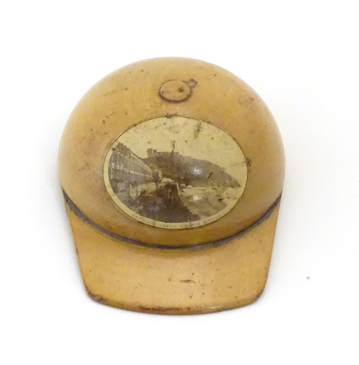 Mauchline ware: A novelty treen model of a jockey cap/riding hat, - Image 3 of 5