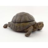 A cold painted bronze novelty inkwell formed as a tortoise,