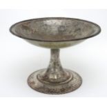 A 19thC hammered (planished) Silver Plate on copper Tazza / Comport / table centrepiece fruit stand