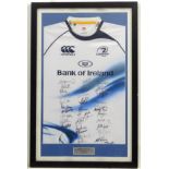 Sporting Interest: A framed rugby shirt signed by the Leinster Team,