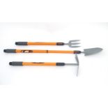 Tools: Three extendable Am-Tech Gardening tools to include a double ended rake/hoe,