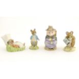 Three Royal Albert Beatrix Potter figures to include 'Benjamin wakes up', 'And this pig had none',