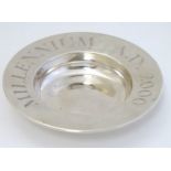 A silver commemorative dish ' Millennium A.D 2000' hallmarked London 2000 maker PS.