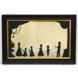 Early family cut silhouette conversation piece, c1820, attributed to Auguste Edouart,