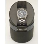 Citizen: a stainless steel chronograph WR 100 gentleman's stainless steel wristwatch,