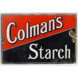 Advertising vitreous enamel tin sign - a ' Coleman's Starch ' advertising sign understood to have