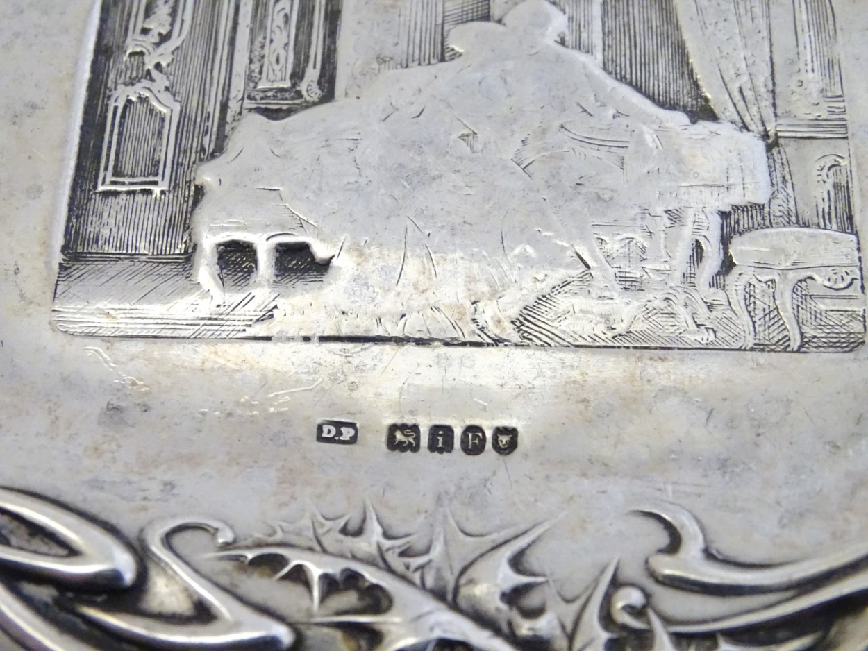 A silver pin dish with thistle decoration to border and interior scene to centre. - Image 5 of 5