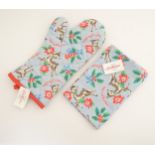 A Cath Kidston oven glove and tea towel with a Christmas reindeer print (2) CONDITION: