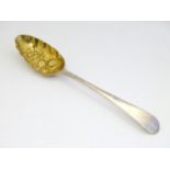A silver berry spoons with gilded bowl 8 1/2" long CONDITION: Please Note - we do