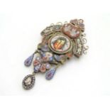 19thC Grand Tour Jewellery : An impressive micro mosaic pendant having central scarab beetle