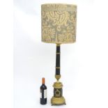 A tall French Empire Style Side / table lamp with shade of dark marbled green and ormolou