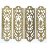 A set of 4 gilded brass door finger plates with acanthus and flaming torch decoration.