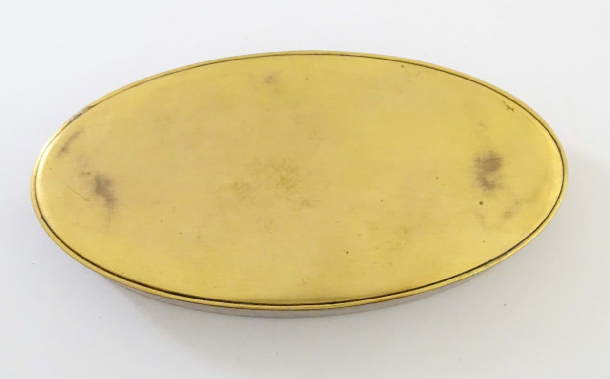 Art Nouveau : An oval gilded bronze and silver plate box having an image of a maiden picking fruit - Image 9 of 12