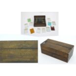 Pilkington Bros Ltd - Salesman's Samples : A box opening to reveal 45 assorted glass samples ( many