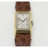 Rolex : a gentleman's 9ct gold Art Deco tanque-cased mechanical wristwatch, with signed oblong dial,