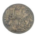 A 19thC cast renaissance style circular relief plaque, having Italian classical decoration.