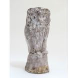 A David Sharp, Rye Pottery bust of an Owl. Signed under. 11'' High.