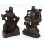 A pair of carved hardwood figures of Chinese God's,