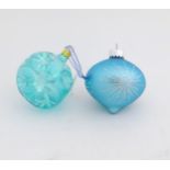 WITHDRAWN FROM AUCTION Christmas decorations : two glass baubles one aqua / turquoise glass with