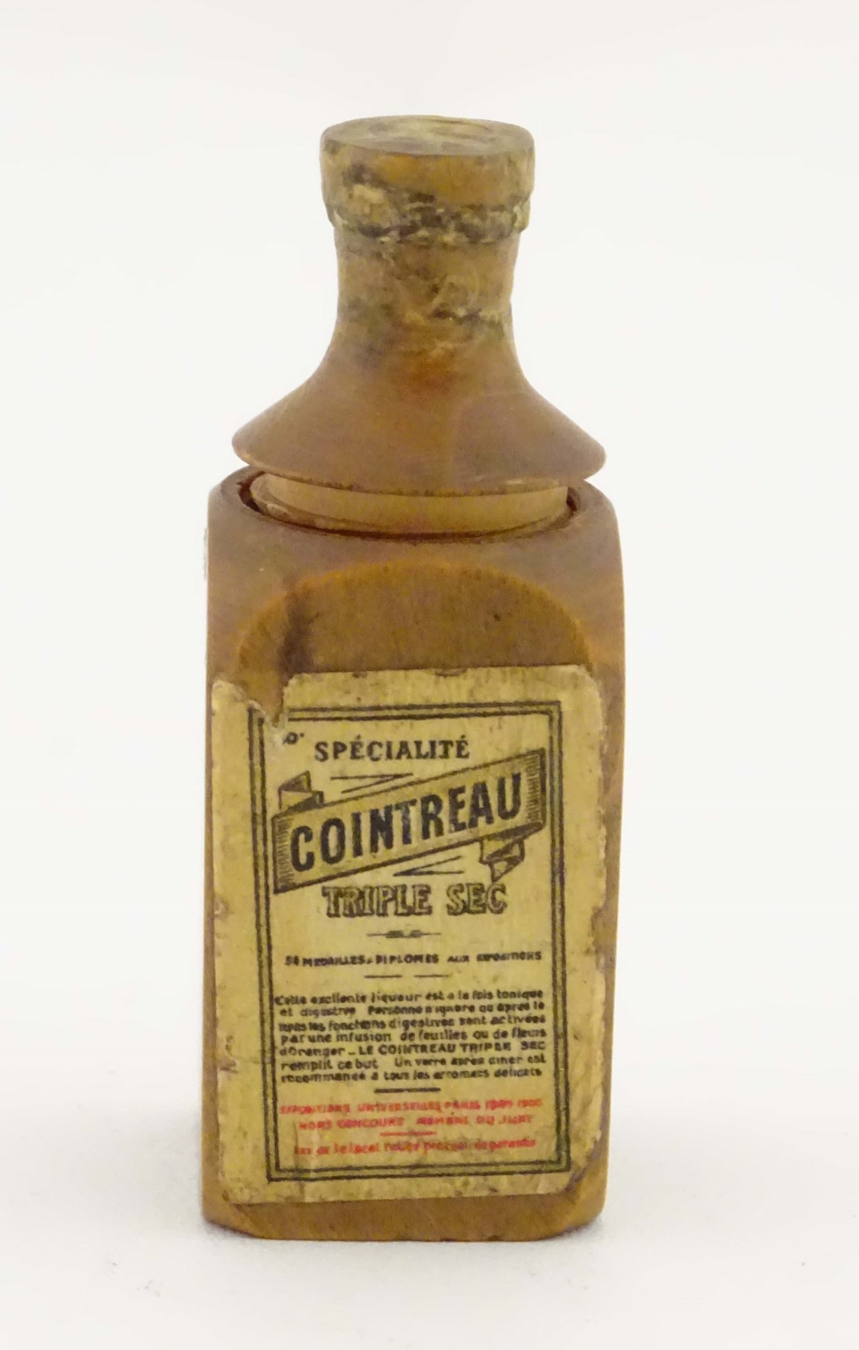 Cointreau Triple Sec - A novelty carved miniature boxwood bottle shaped container unscrewing to - Image 3 of 11