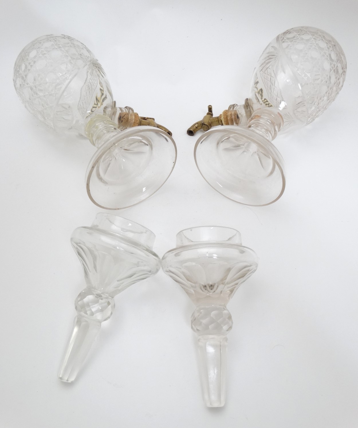 A matched pair of bar top cut glass Brandy dispensers. - Image 3 of 4