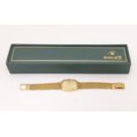 Rolex: an 18ct gold Cellini gentleman's mechanical wristwatch (boxed) with oval square gilt dial