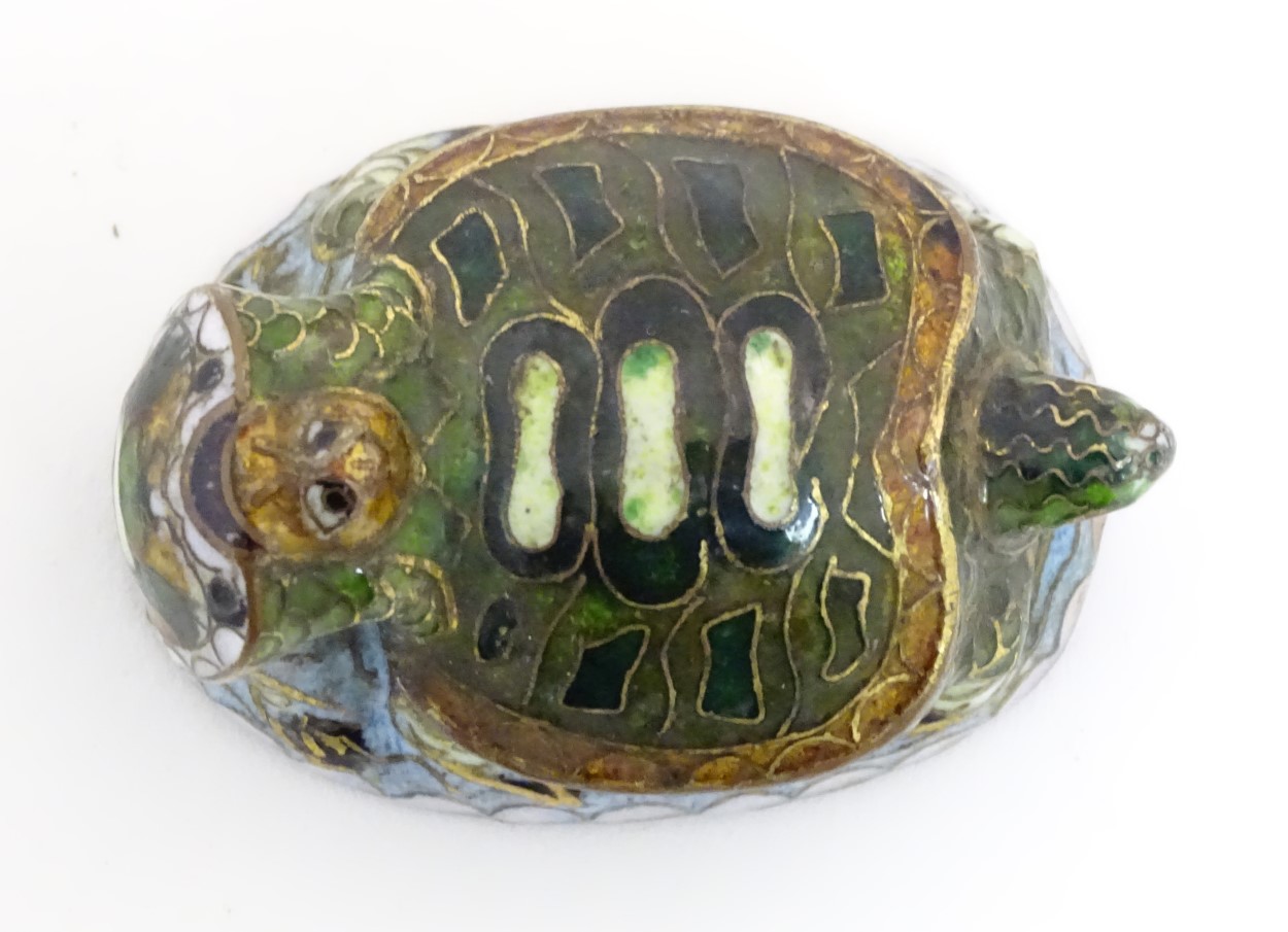 An Oriental cloisonne image of 2 turtles. - Image 7 of 8