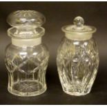 A pair of early 20thC cut glass pickle jars.