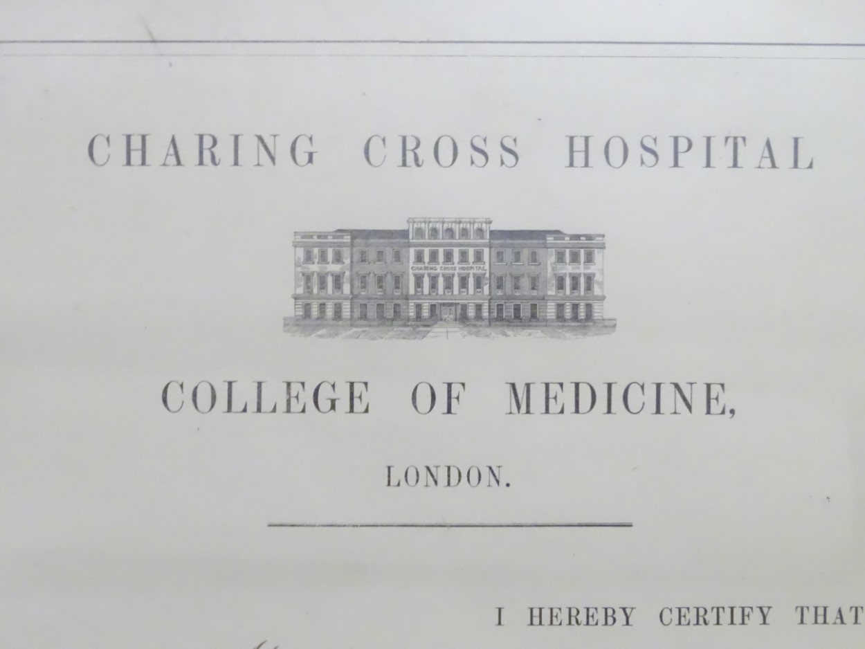 A framed Certificate of Merit, junior class of anatomy, Charing Cross Hospital College of Medicine, - Image 4 of 6