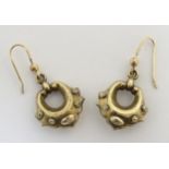 A pair of yellow metal drop earrings 1" long CONDITION: Please Note - we do not