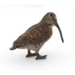 An early 20thC Austrian/Viennese cold painted bronze figure of a woodcock. Height approx.
