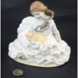 Royal Worcester Limited Edition 'Safe at last' figurine of a girl holding a cat, no.