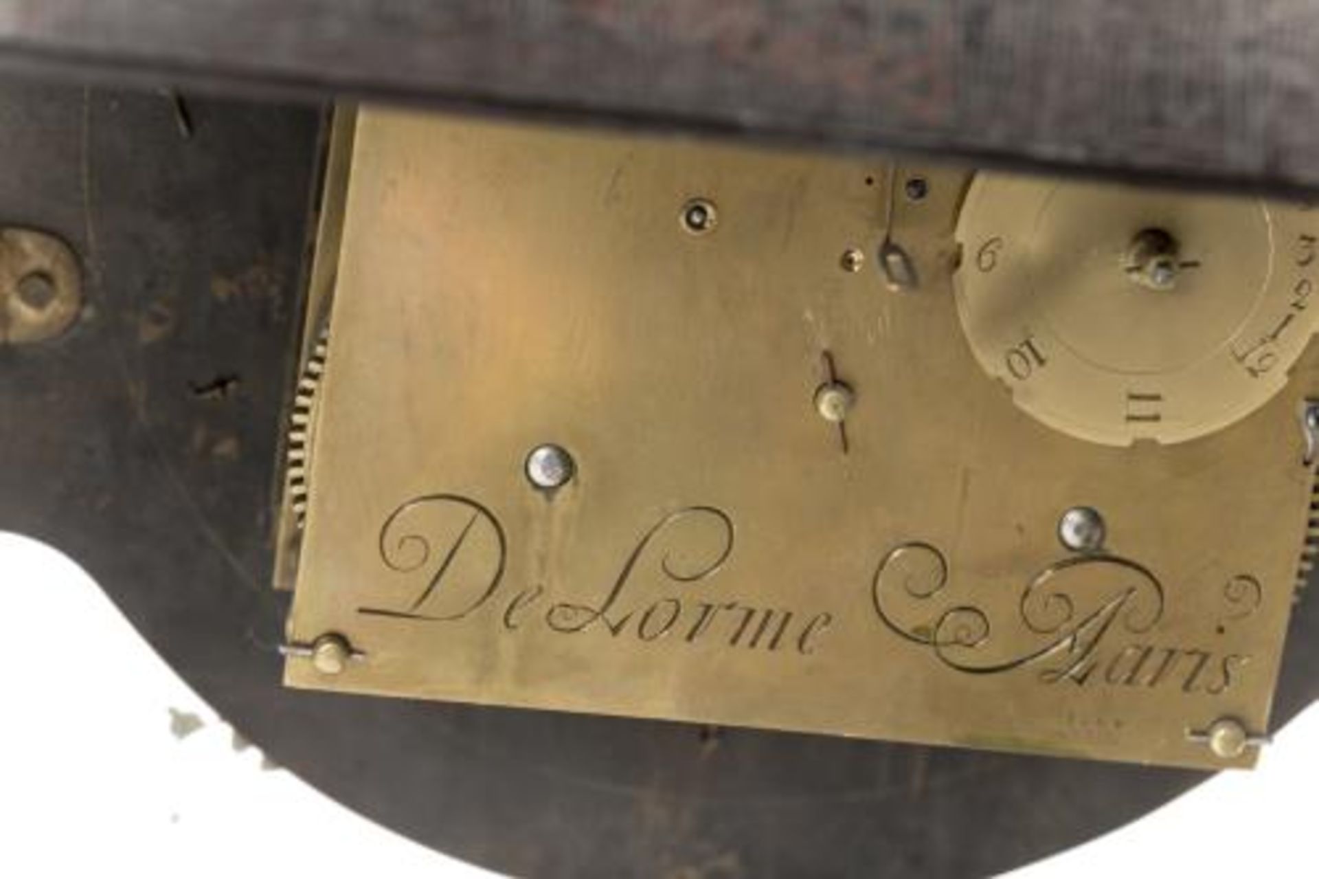 Pendule Louis XIV Boulle à boîte en corne brune avec incrustations de laiton, [...] - Bild 6 aus 7