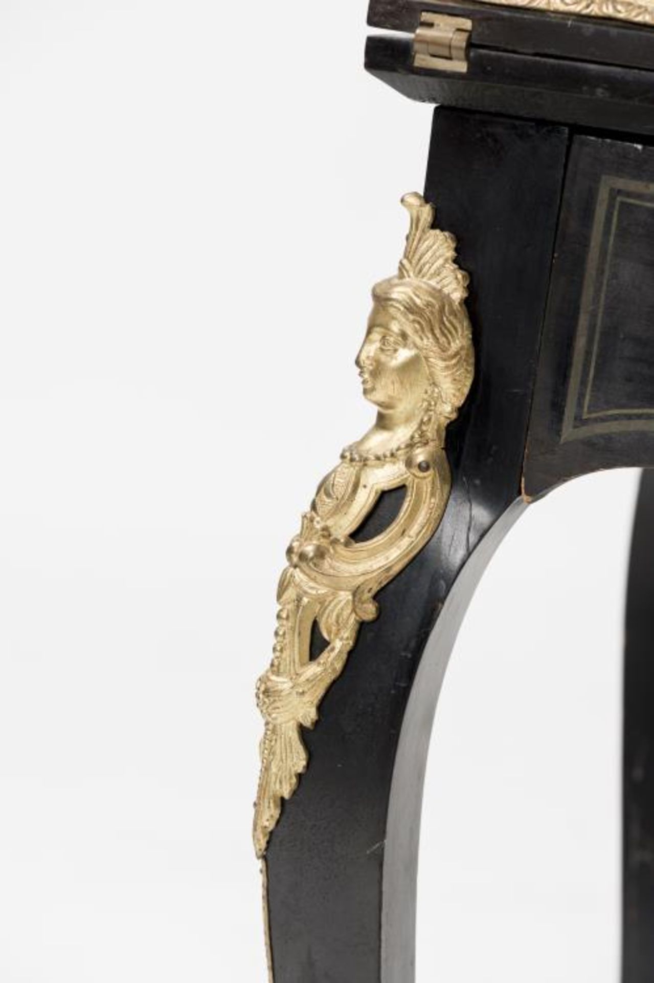 Secrétaire de dame de style Louis XV et d'époque Nap. III laqué noir avec bronzes [...] - Bild 3 aus 6