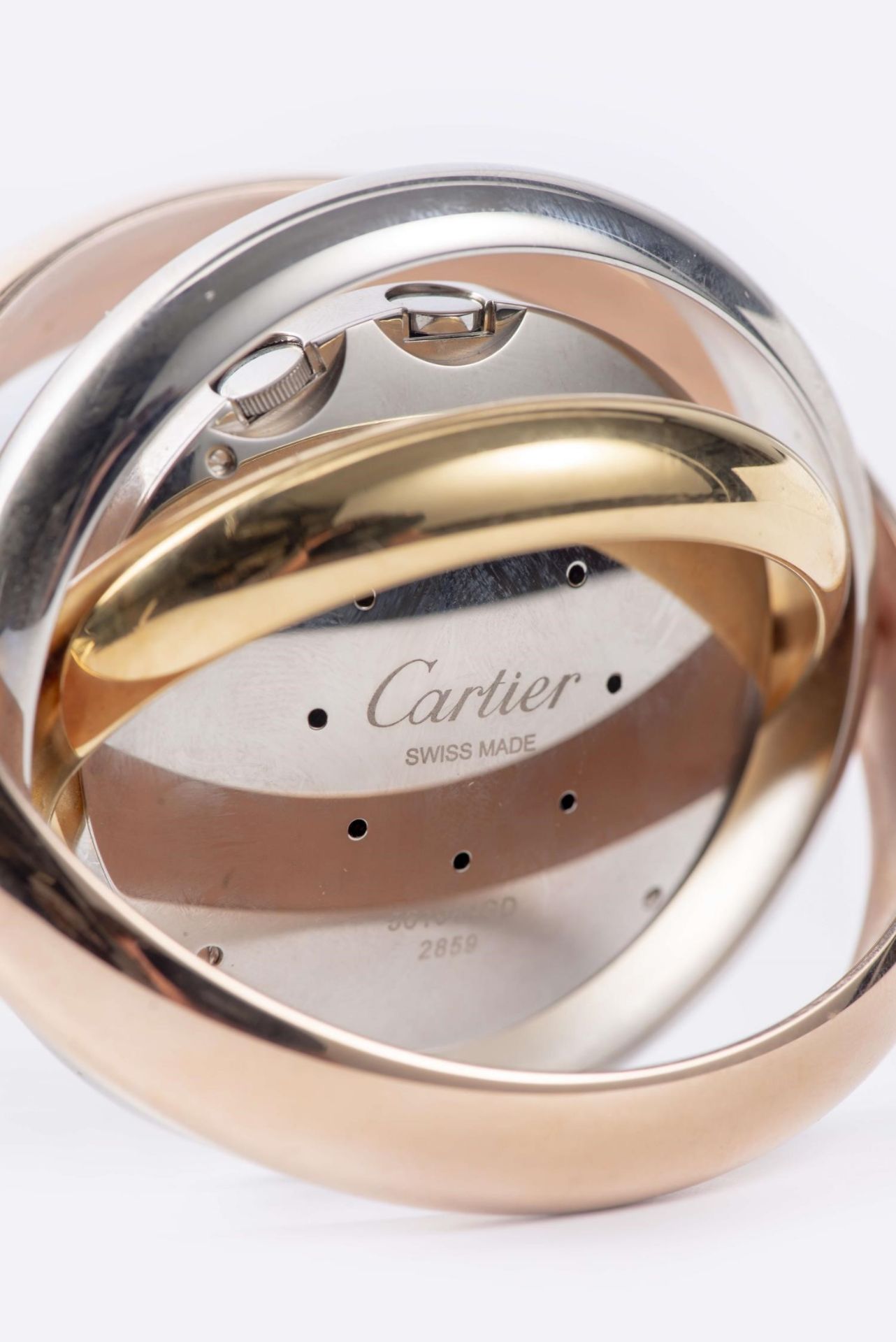 Cartier, pendulette réveil, modèle Trinity, pièce enchâssée dans 3 cerceaux [...] - Bild 3 aus 6