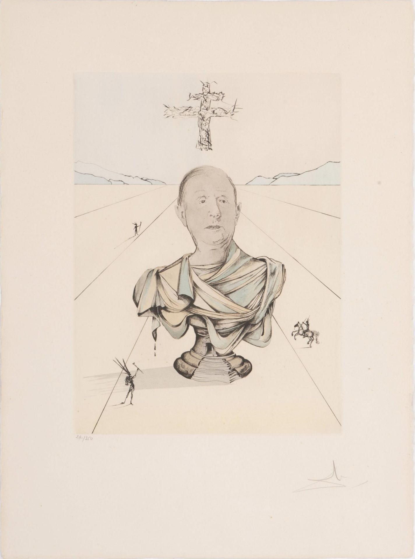 Salvador Dali (1904-1989), "Charles de Gaulle". Gravure, signée au crayon en bd, [...]