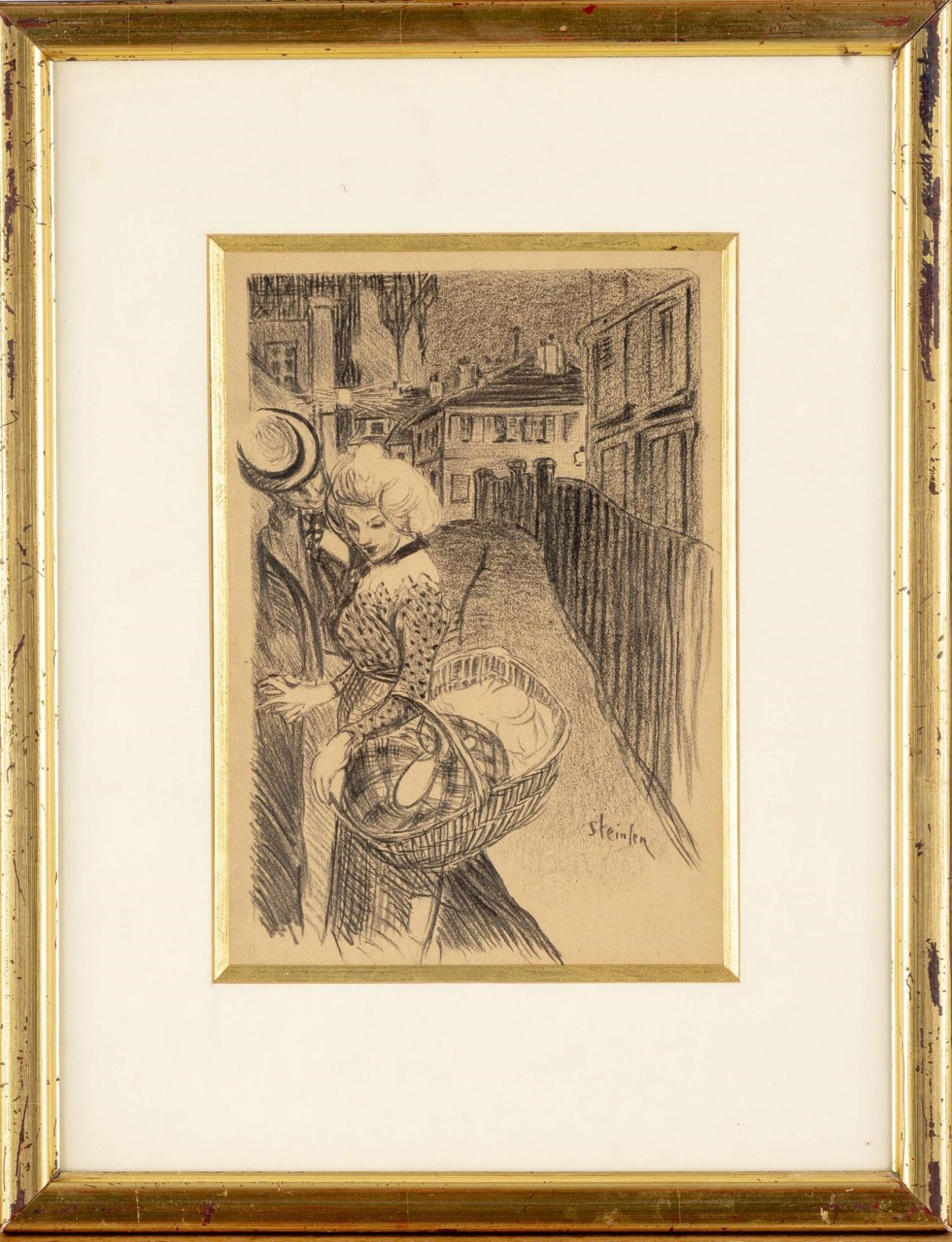 Théophile Alexandre Steinlen (1859-1923), "Rencontre". Dessin au crayon sur papier, [...] - Bild 2 aus 4