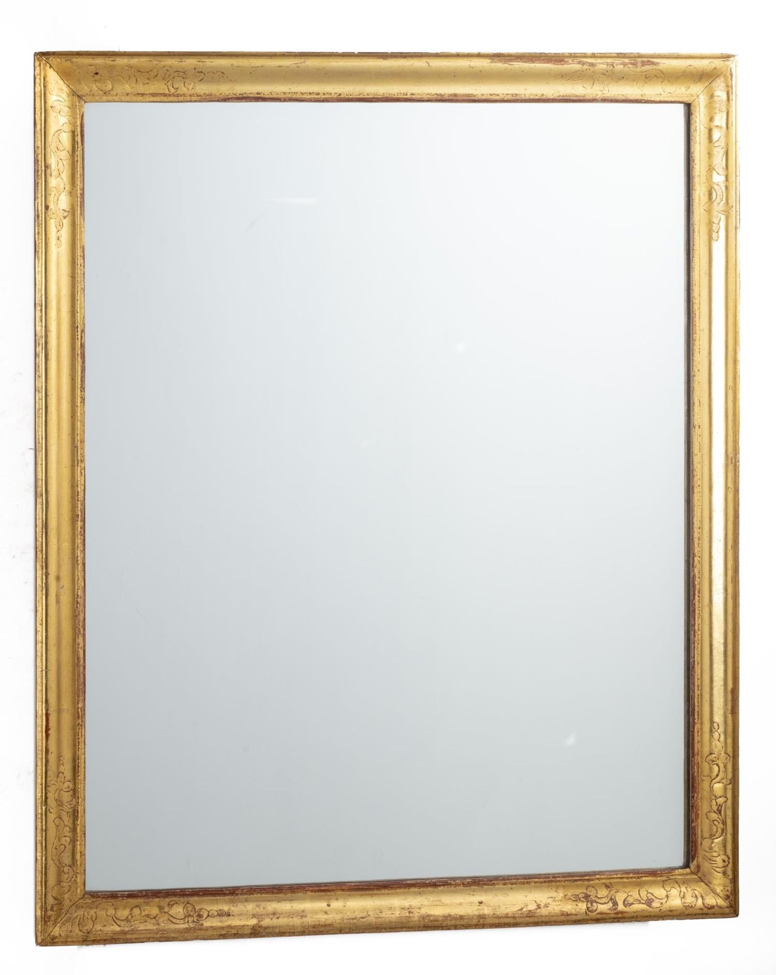 Miroir rectangulaire du XVIIIe. H. 62x75 cm. Condition: glace changée -