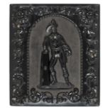 *The Fire Chief. Rare sixth-plate black thermoplastic union case by Littlefield, Parsons & Co., c.