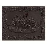 *The Landing of Columbus. Rare whole plate brown thermoplastic union case by Littlefield,