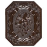 *Lilies. Very rare quarter-plate brown thermoplastic union case by Samuel Peck & Co., c. 1858,