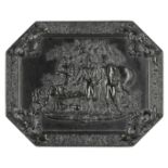 *General Marion's Invitation to Dinner. Very rare octagonal quarter-plate black thermoplastic