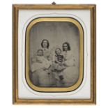 *Half-plate ambrotype of two women, early 1860s, gilt highlights, 14.5 x 11cm, oval cream mat,