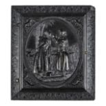 *Rebekah at the Well. Sixth-plate black thermoplastic union case by Samuel Peck & Co., before