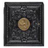 *Ten Dollar Gold Coin. A very rare sixth-plate black thermoplastic union case by Peck & Halvorson,