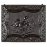 *Boy Playing with His Rabbit. Very rare ninth-plate brown thermoplastic union case by Wadhams
