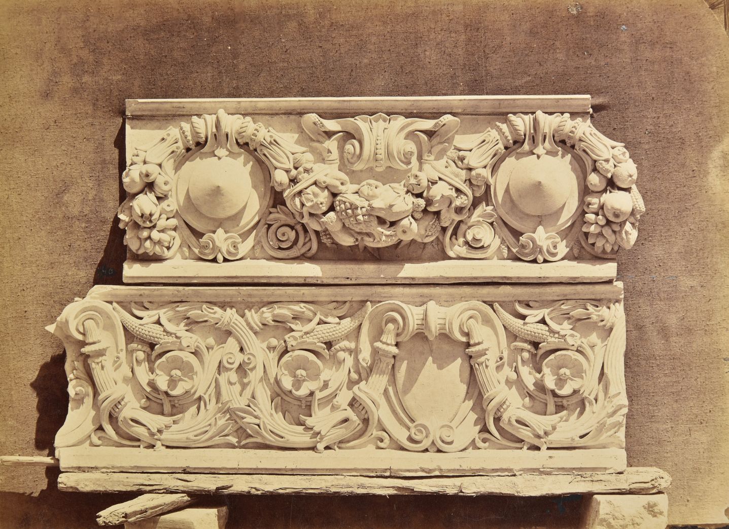 *Delmaet & Durandelle (fl. 1860-1870). A group of five photographs of ornamental stonework for the