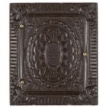 *Leaves in oval with rose corners. Very, very rare ninth-plate brown thermoplastic union case by